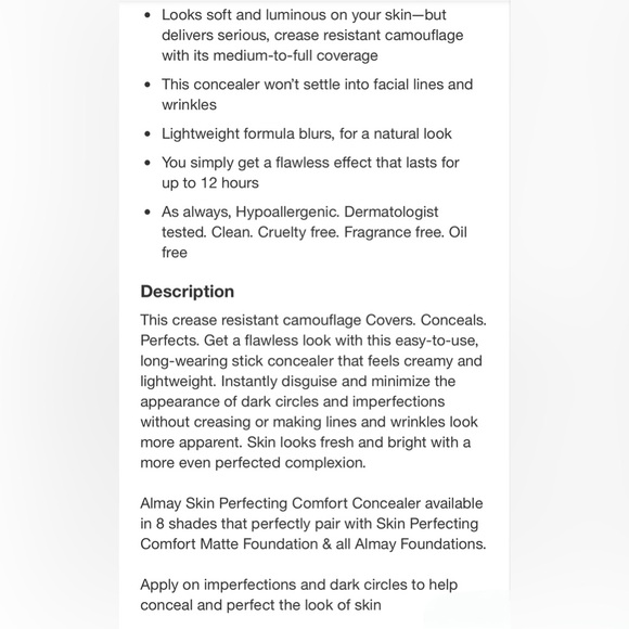 ALMAY Skin Perfecting Comfort Concealer/Contour •Dark 5/$25 - Picture 9 of 11